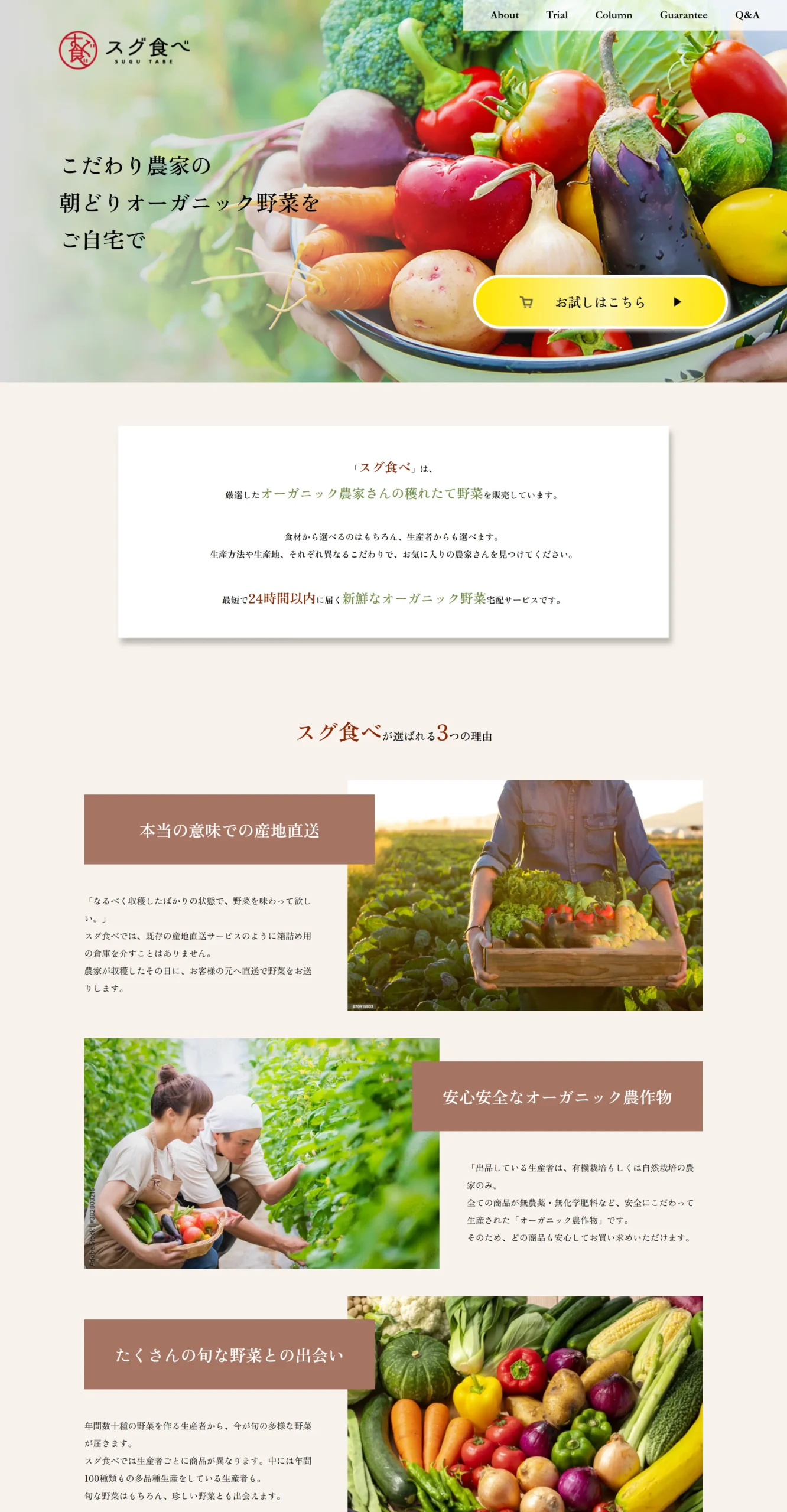 制作実績「野菜宅配サービスLP」キャプチャ画像①